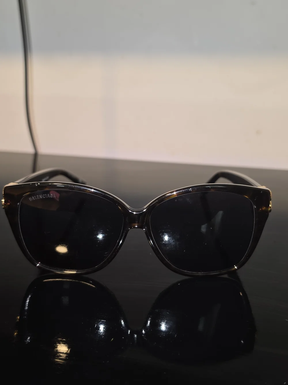 Balenciaga Black Tortoiseshell Cat-Eye Sunglasses